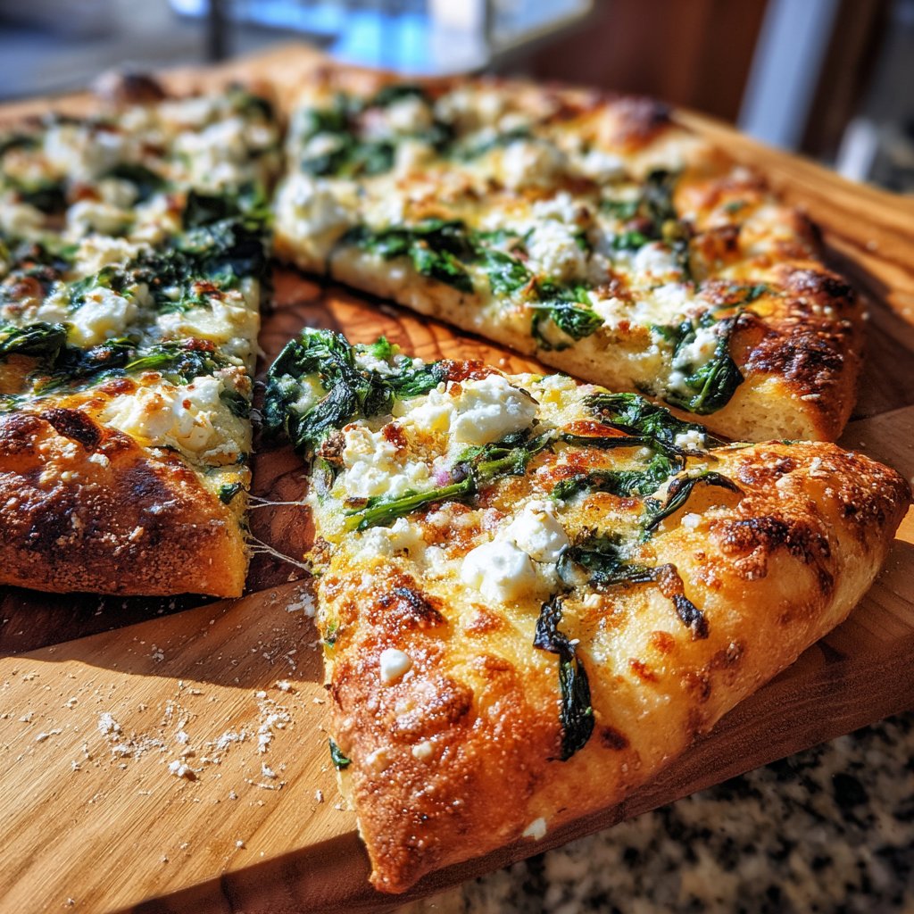 Pizza mit Spinat und Feta