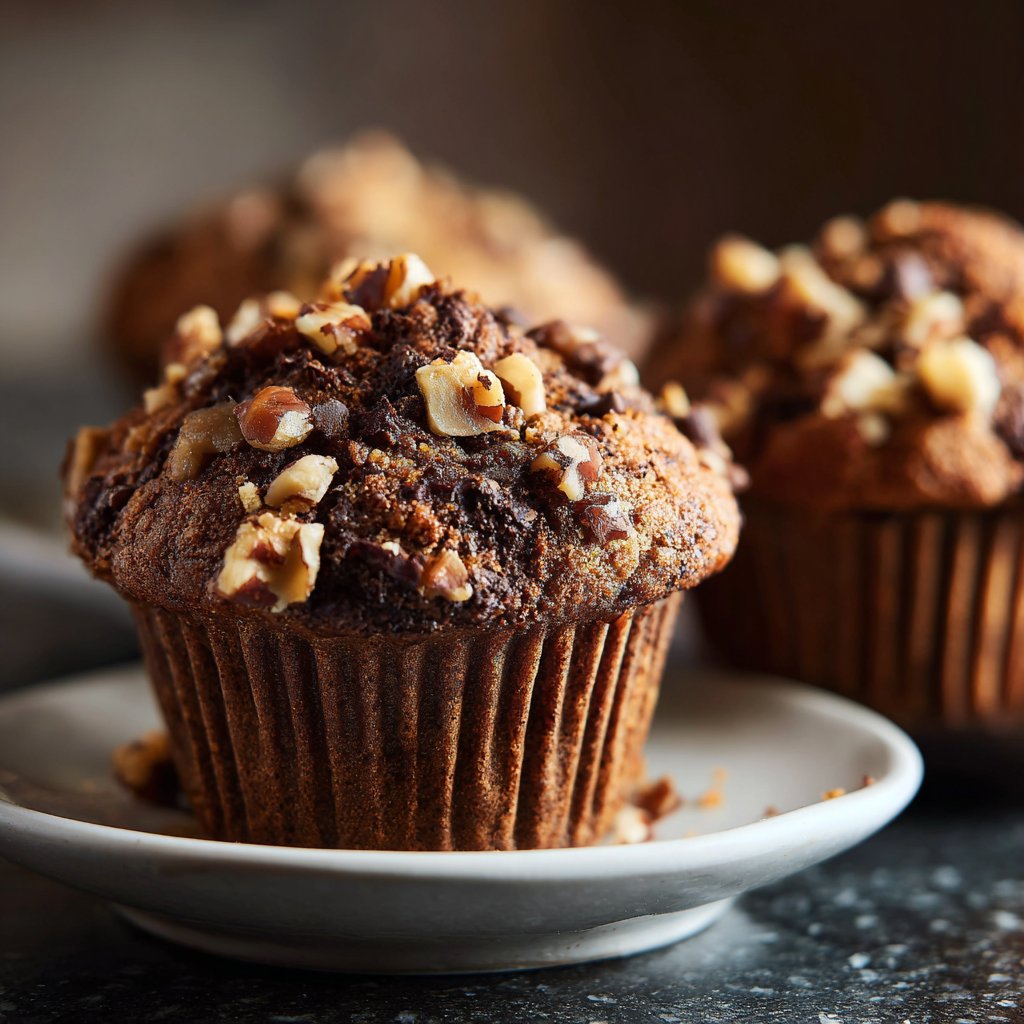 Muffins mit Kakao und Nüssen