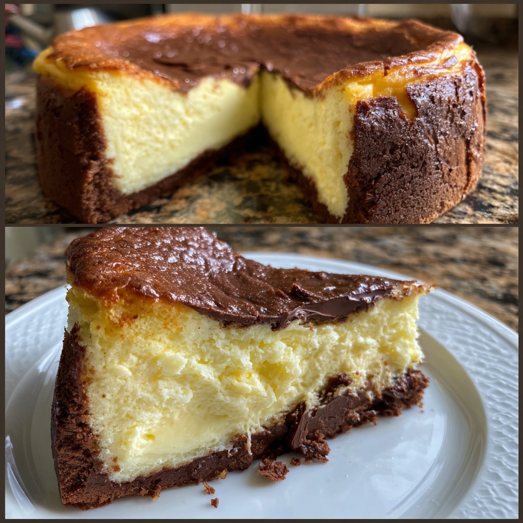Käsekuchen mit Schokoladenboden