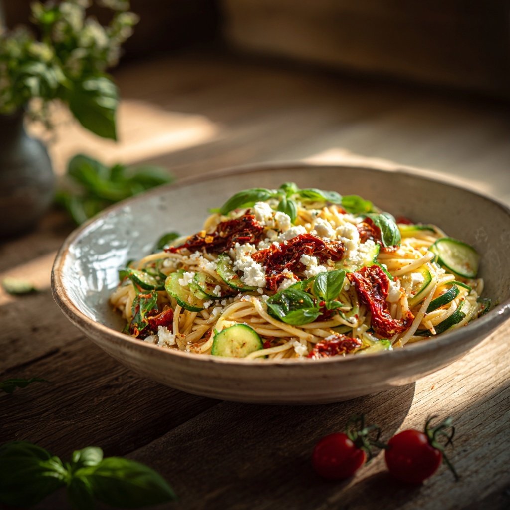 Mediterraner Nudelsalat Mit Getrockneten Tomaten